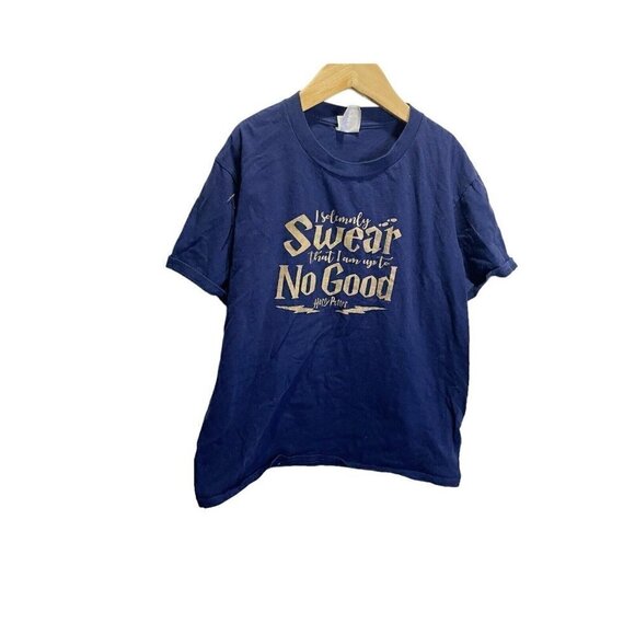 Harry Potter Hogwarts T-Shirt Size L Blue Short Sleeve Crewneck Cotton Youth - Picture 1 of 4
